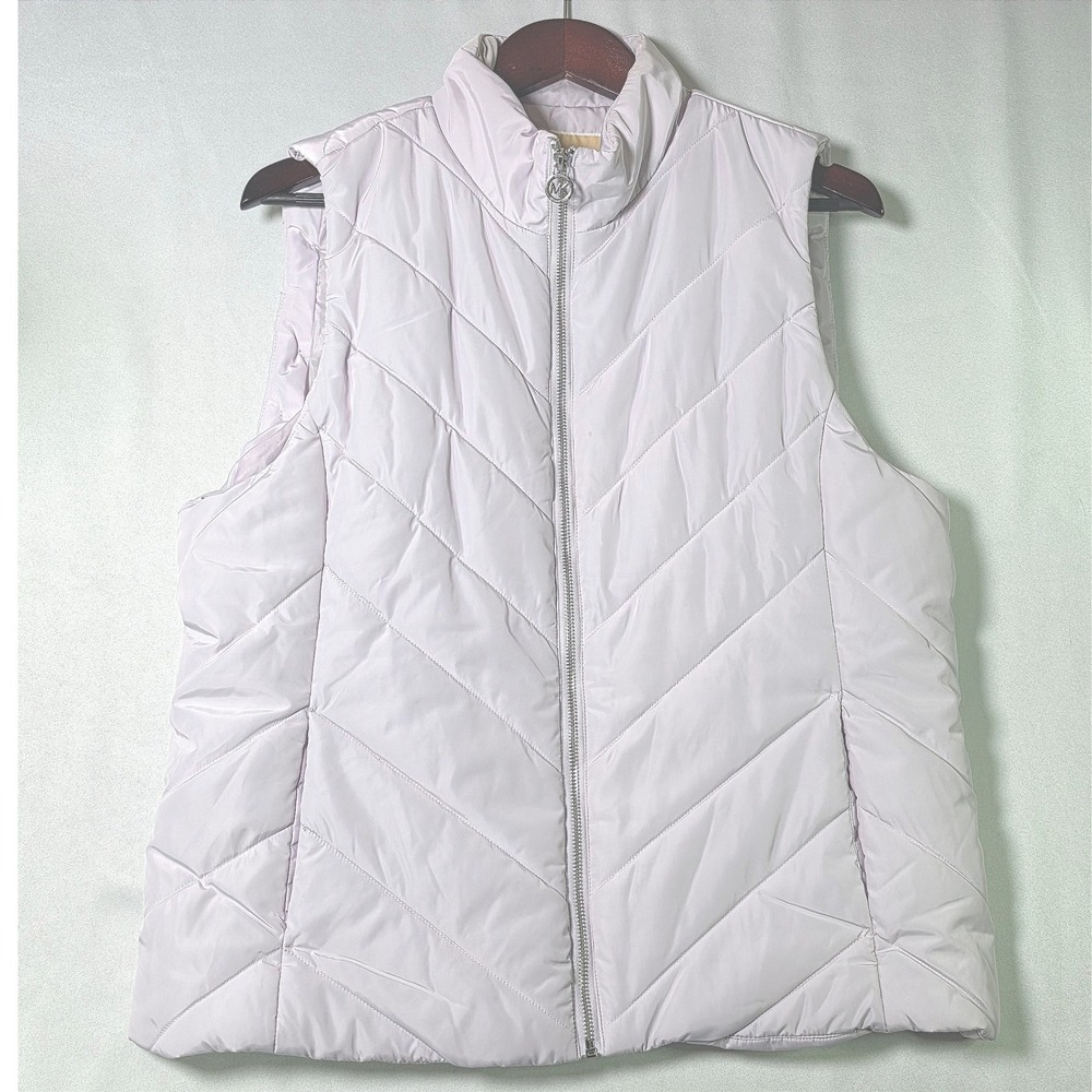 Michael Kors Womens Chevron Puffer Vest Wisteria Purple XL QF420E7954